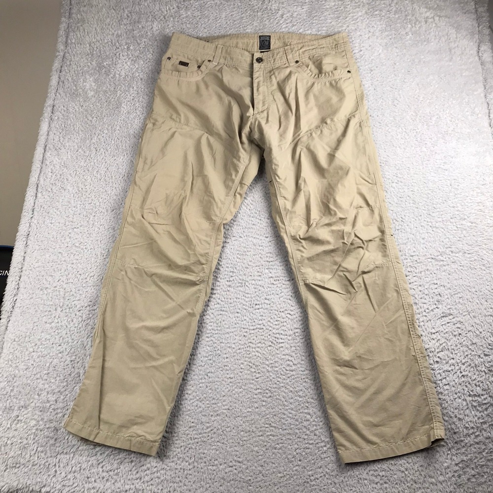 Kuhl Radikl Pants Mens 38 (39x32) Tan Vented Crotch Knee Outdoor Hiking Workwear